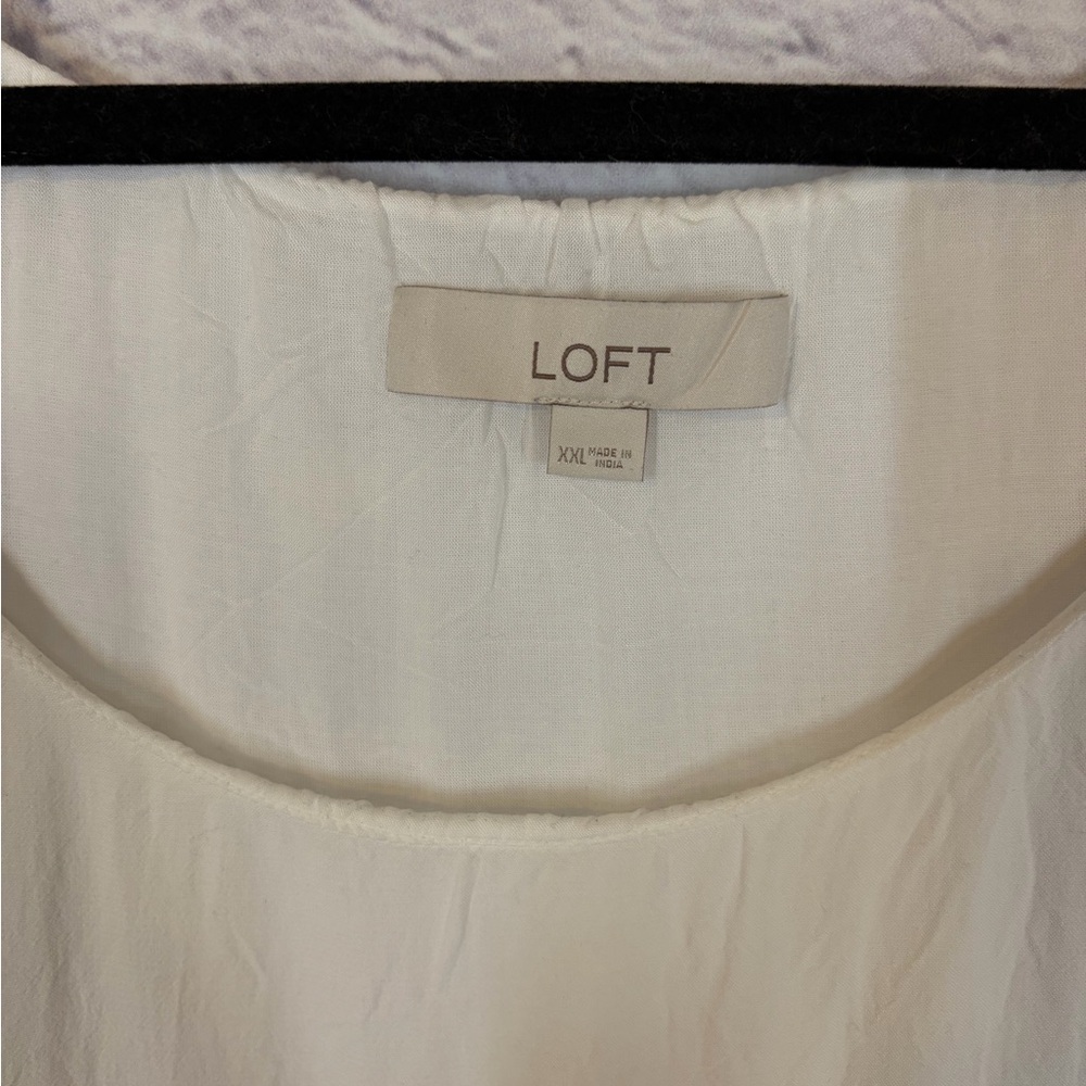 LOFT Ivory Sequin Beaded Embellished Sleeveless Tank Top Blouse Size XXL - Picture 4 of 6